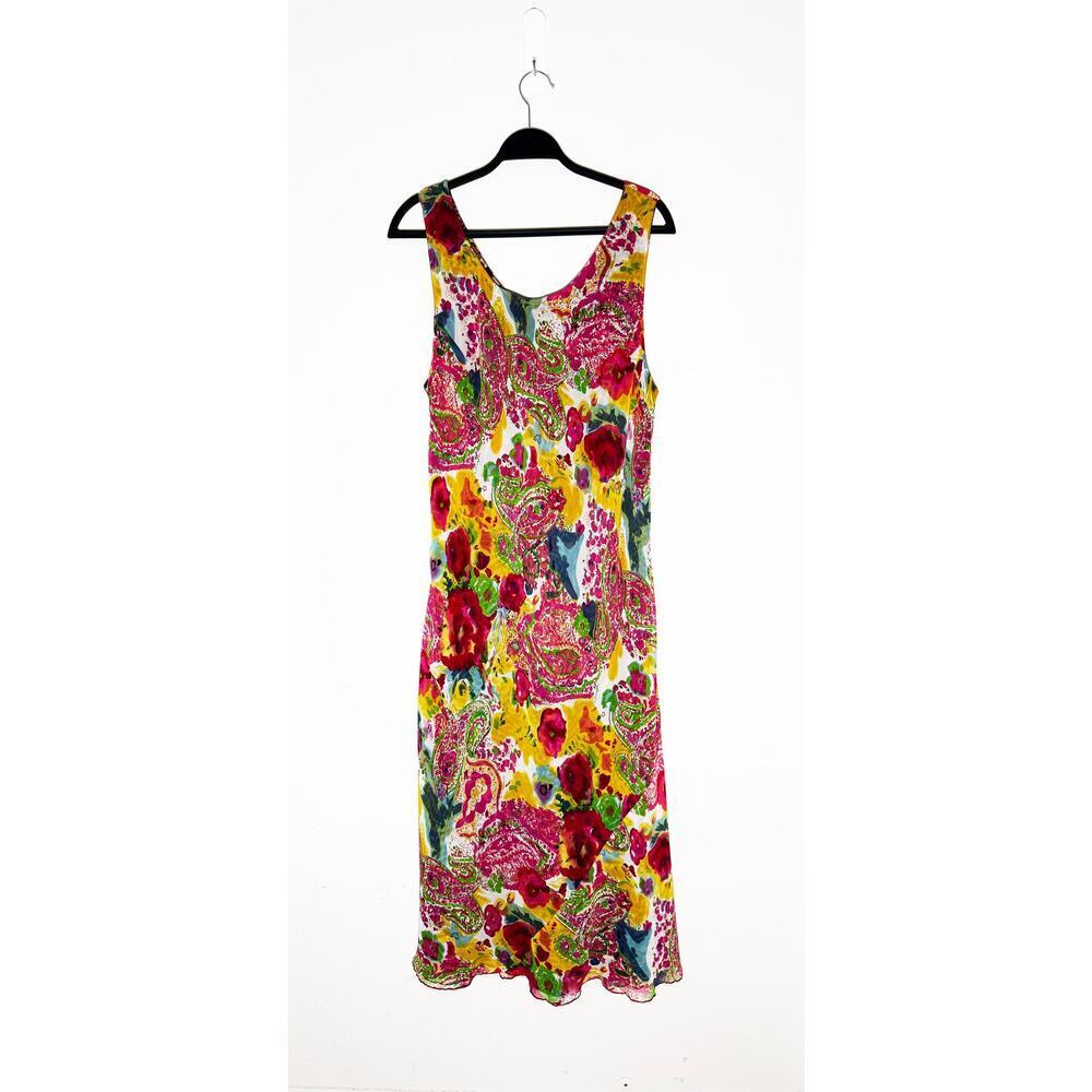 J Kara Women's‎ Reversible Maxi Tank Dress Floral Side Animal Print Flowy